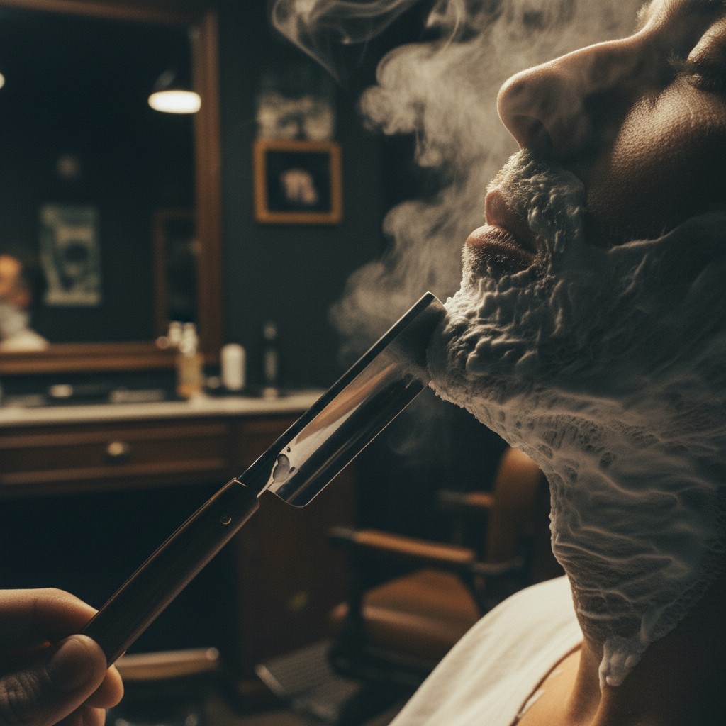 Straight razor hot towel shave
