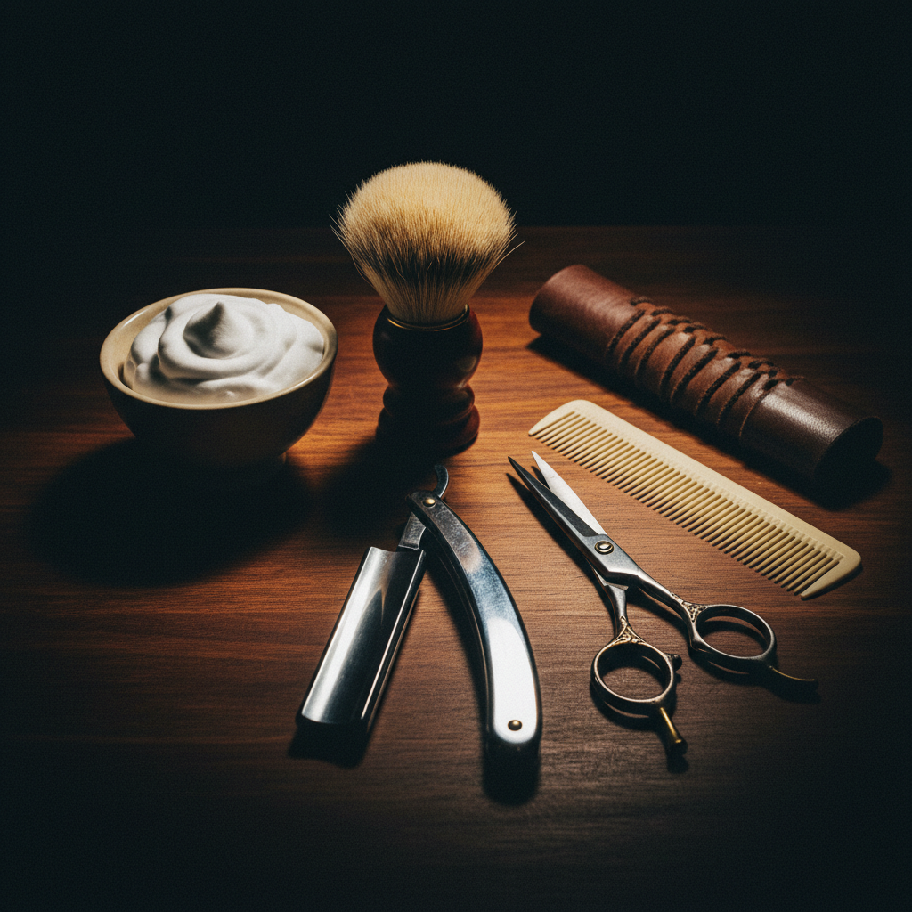 Classic barbershop tools arrangement